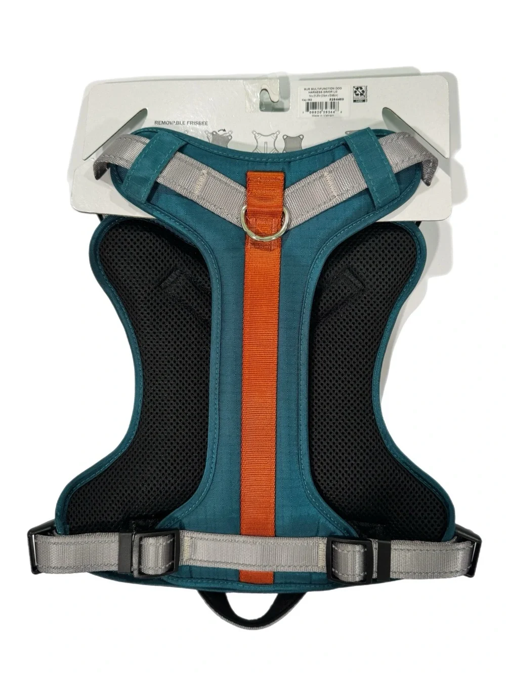 Meijer Multifunction Dog Harness, Large - teal Orange removable frisbee NEW